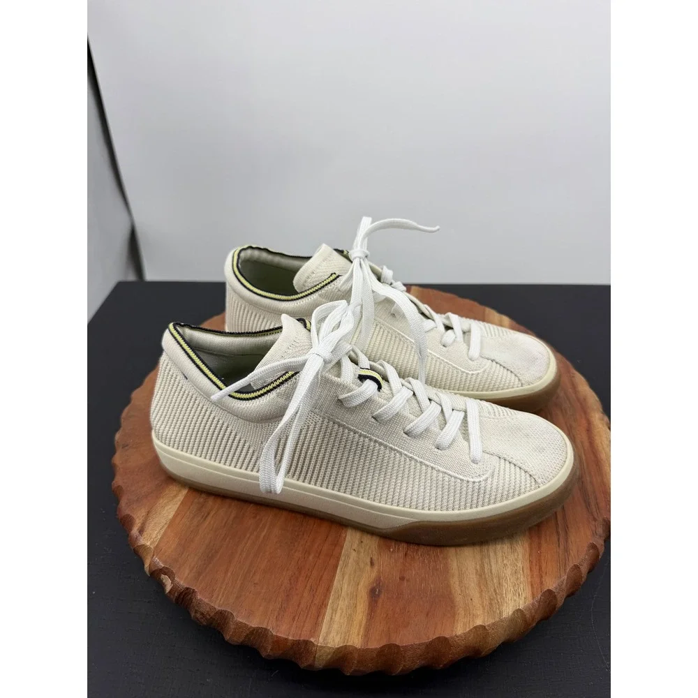 Rothy's RS01 Sneaker Women Size 8 Bone White Lace Up Low Top Sustainable Casual